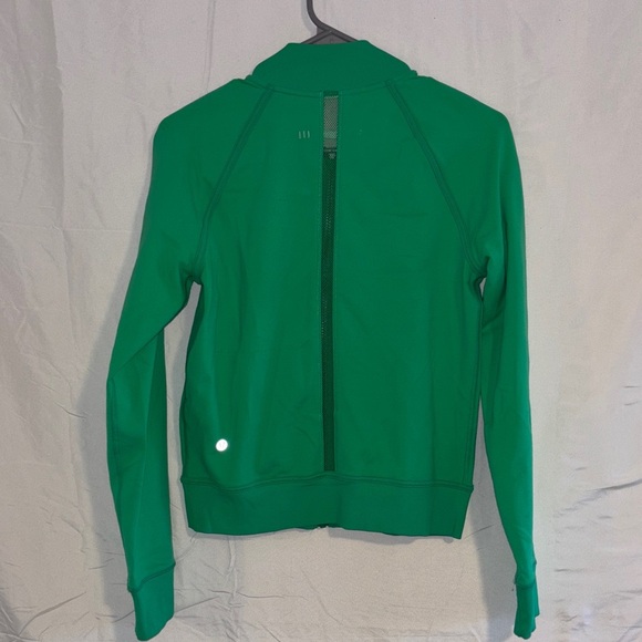 This is a Lululemon Om Me Home yoga jacket in green Luon fabric. - Picture 7 of 8